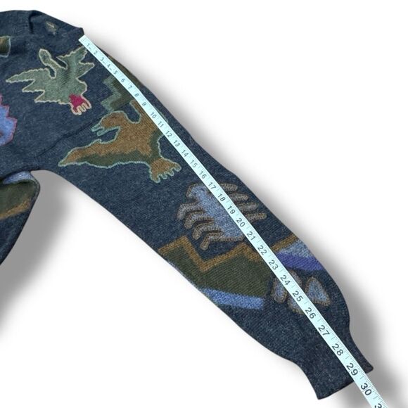 Perez Vintage Aztec Animal Dinosaur Knit Crewneck Sweater Alpaca Men’s Size XL - Picture 6 of 8